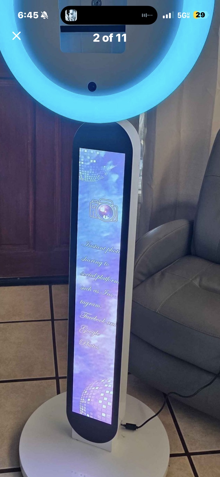 Actual white RGB-ring photo booth equipment reference